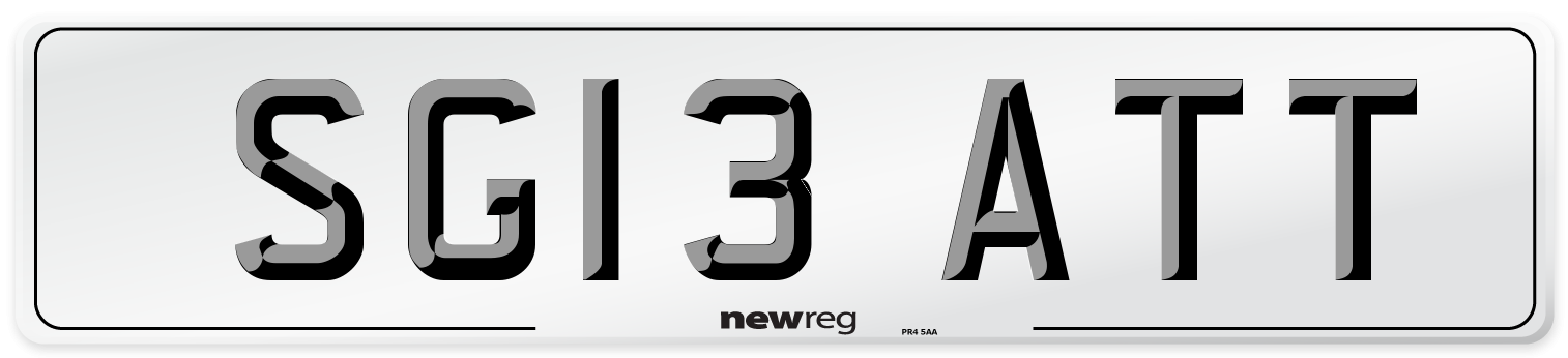 SG13 ATT Number Plate from New Reg